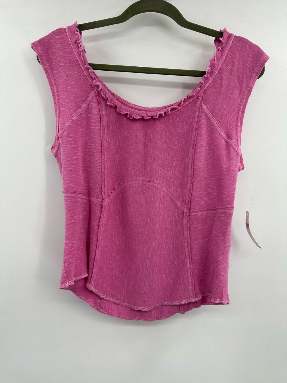 NWT Anthropologie Pilcro Pink Ruffle-Trim Tank Top